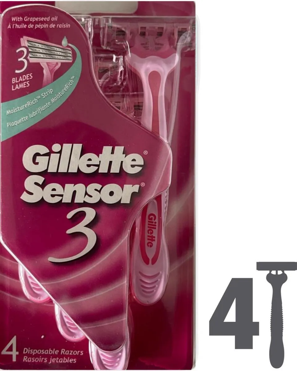 Gillette Sensor3 Wegwerpscheermesjes 4 Stuks