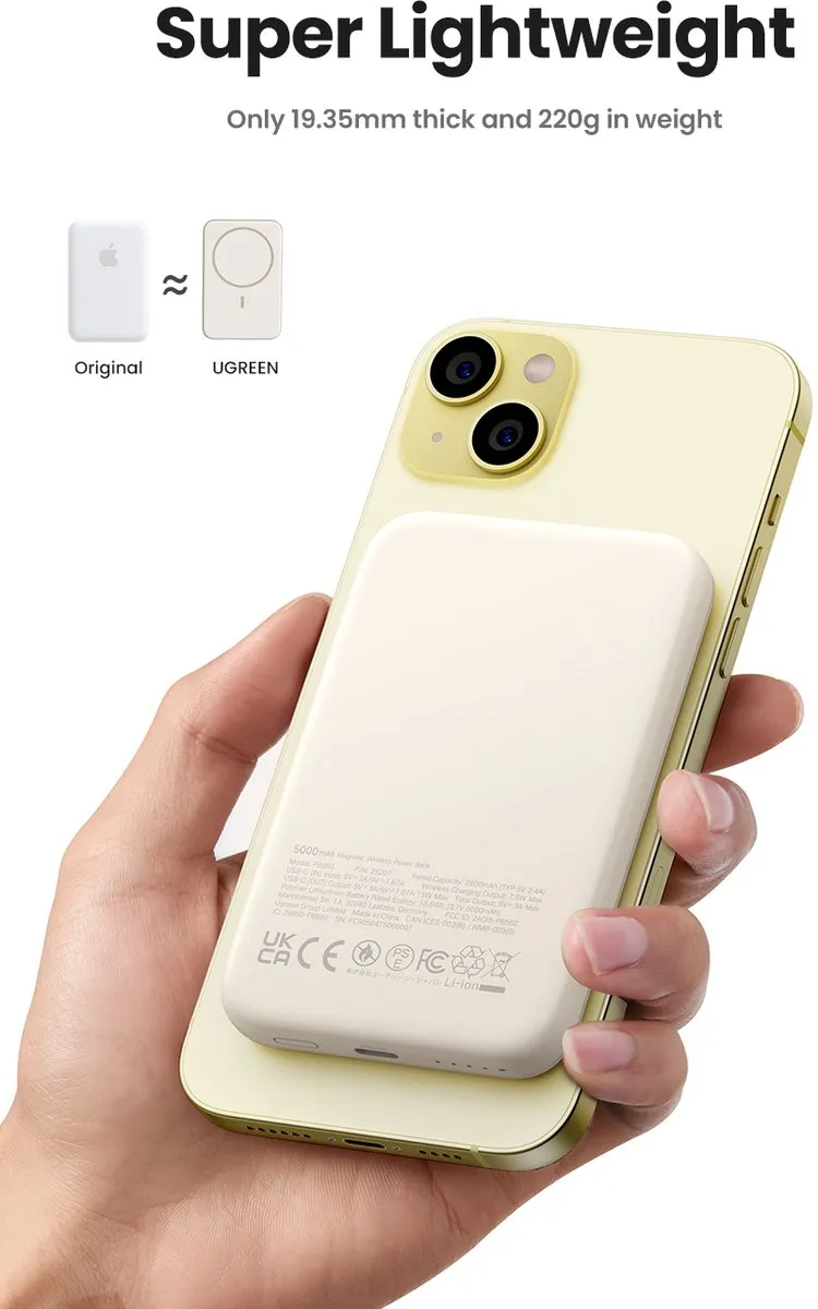 Ugreen 10000mAh MagSafe Powerbank - 15W - Wit