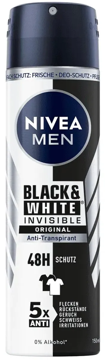 NIVEA Men Black & White Invisible Deodorant Spray 150ml