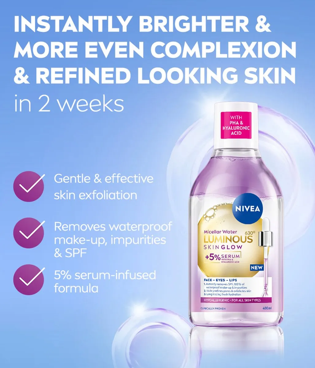 NIVEA Luminous630 Skin Glow Micellair Water - 2000ml (5x400ml) - afbeelding 6 van 6
