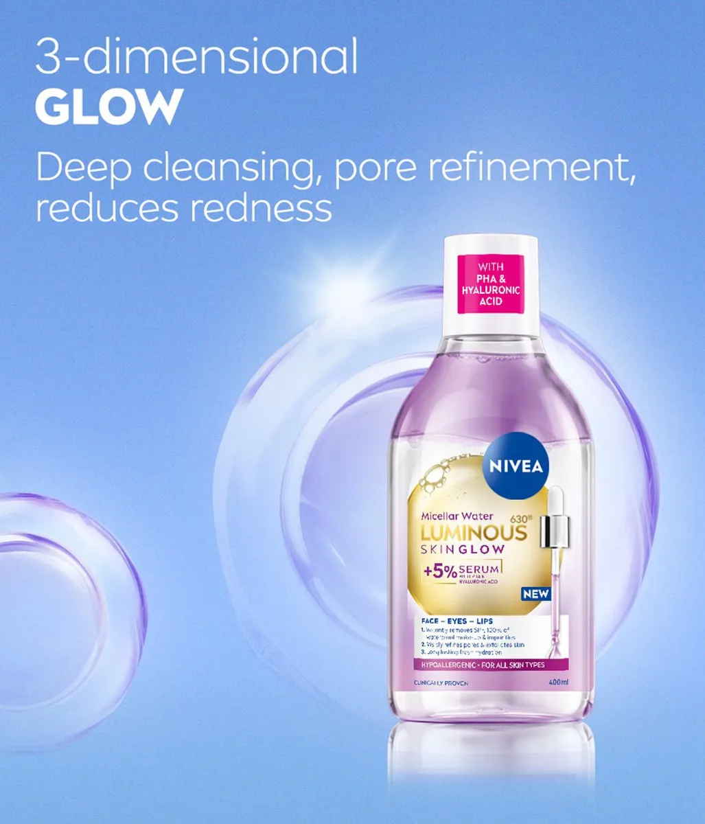 NIVEA Luminous630 Skin Glow Micellair Water - 2000ml (5x400ml)