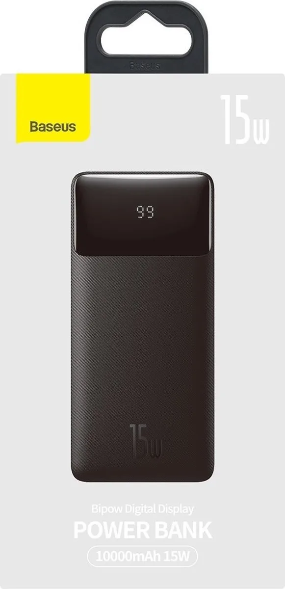 Baseus Bipow PPBD050001 Powerbank 10000mAh - 15W - 3x Opladen - Zwart - afbeelding 6 van 6