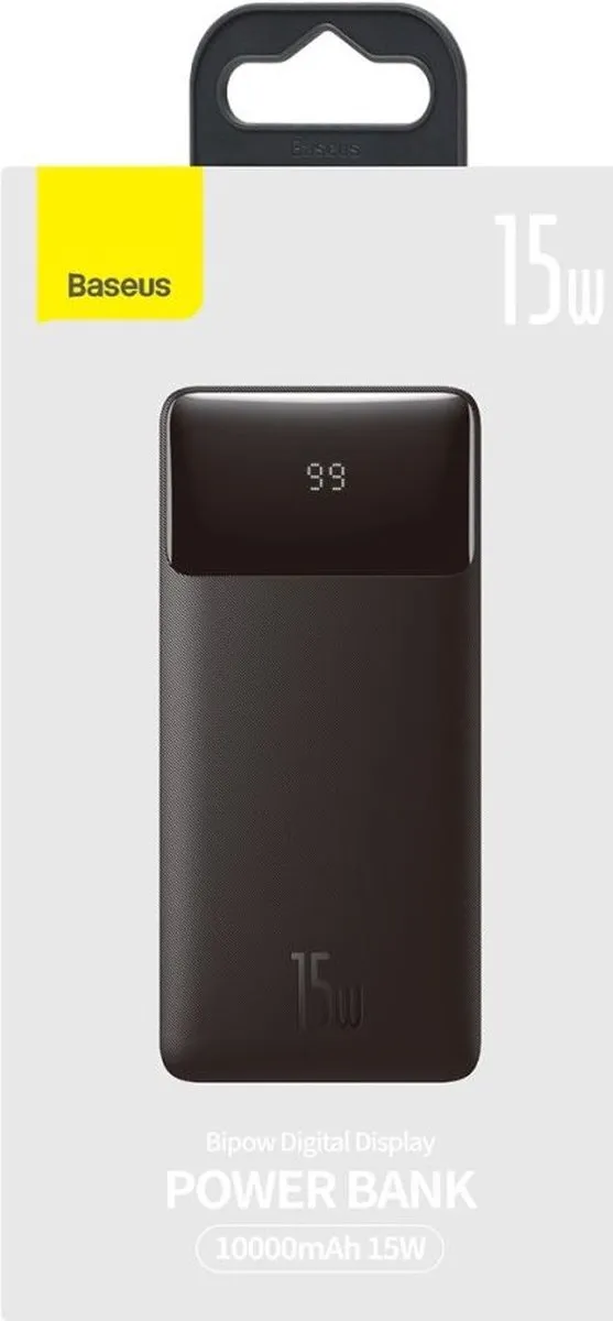 Baseus Bipow PPBD050001 Powerbank 10000mAh - 15W - 3x Opladen - Zwart