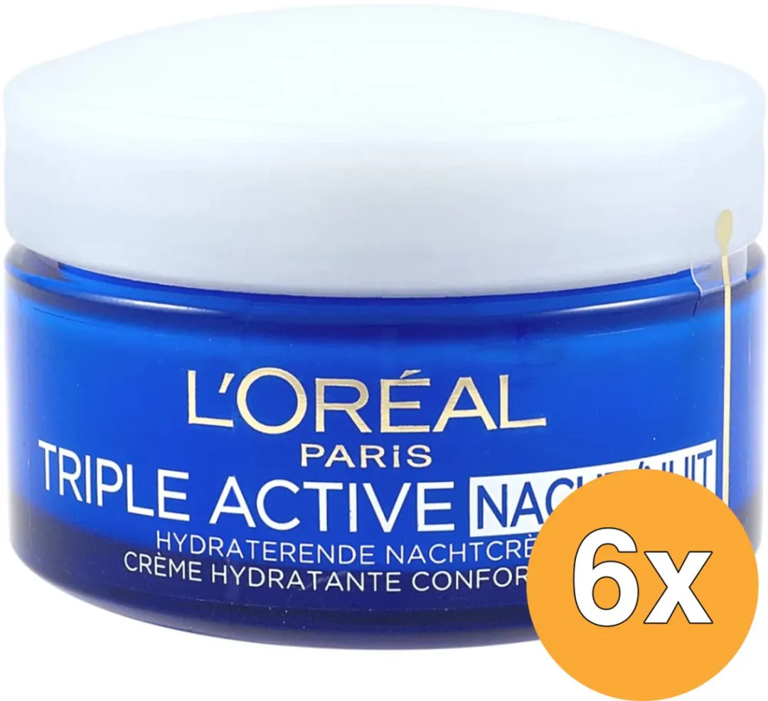 L'Oréal Paris Triple Active Nachtcrème 50ml - 6 Stuks