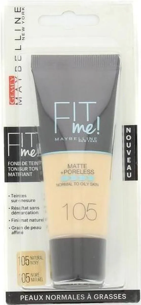 Maybelline Fit Me Matte & Poreless Foundation 105 Ivoire Naturel - 30ml