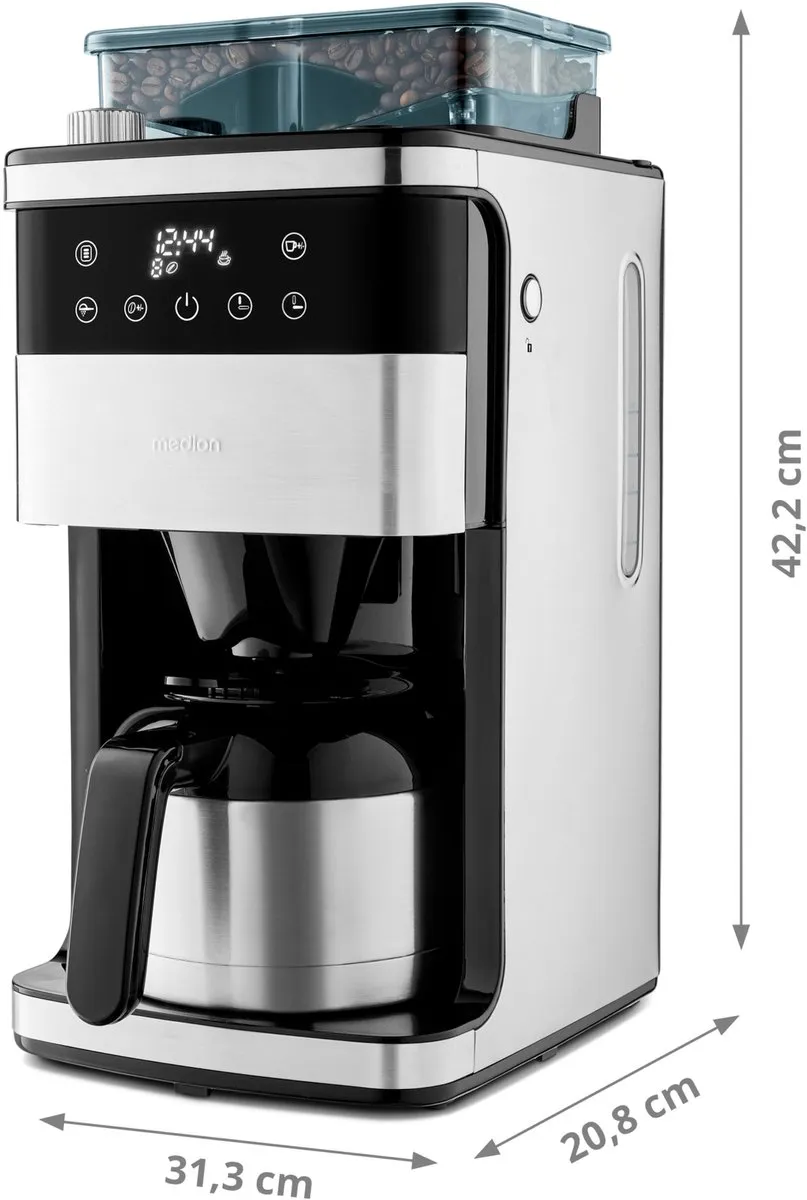 Medion MD19911 Koffiezetapparaat met Molen - 1L - 8 Kopjes - Zwart - afbeelding 6 van 6
