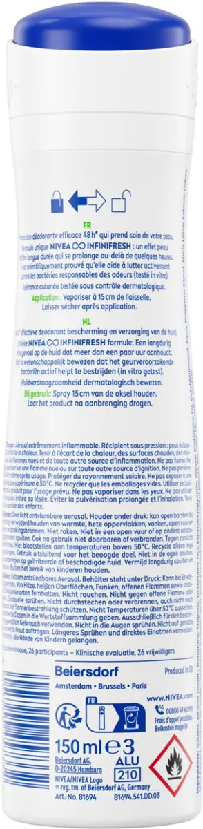 NIVEA Fresh Pure Deodorant Spray Jasmijn - 6x150ml