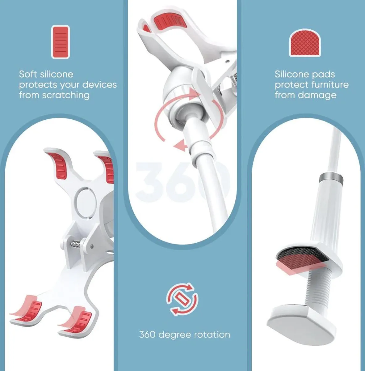 Ugreen LP113 Telefoonhouder 7.2 inch - Wit - afbeelding 6 van 6