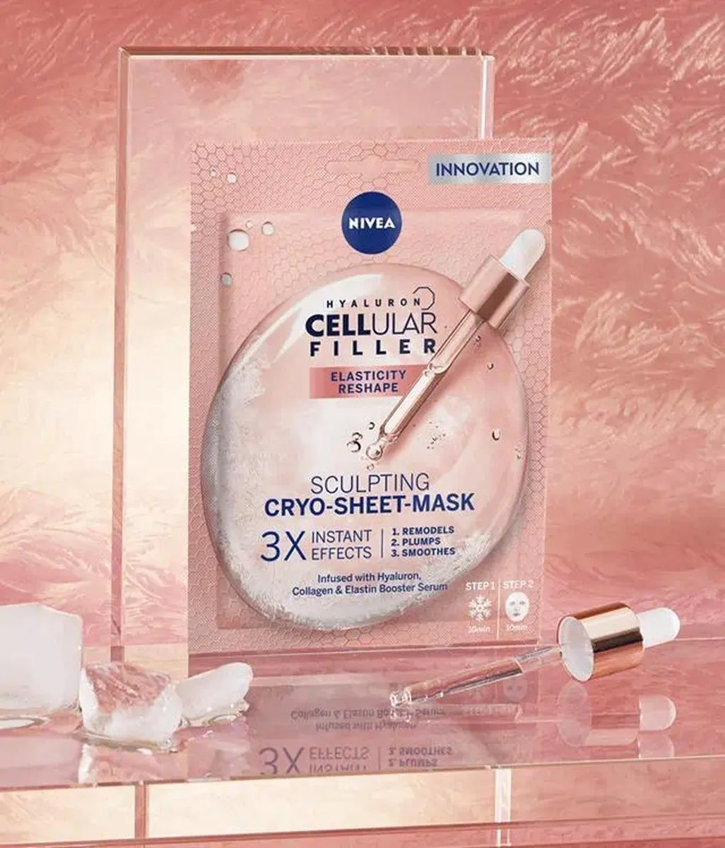 NIVEA Hyaluron Cellular Filler 10 Minutes Sheet Mask - 3ml - Paars/Wit