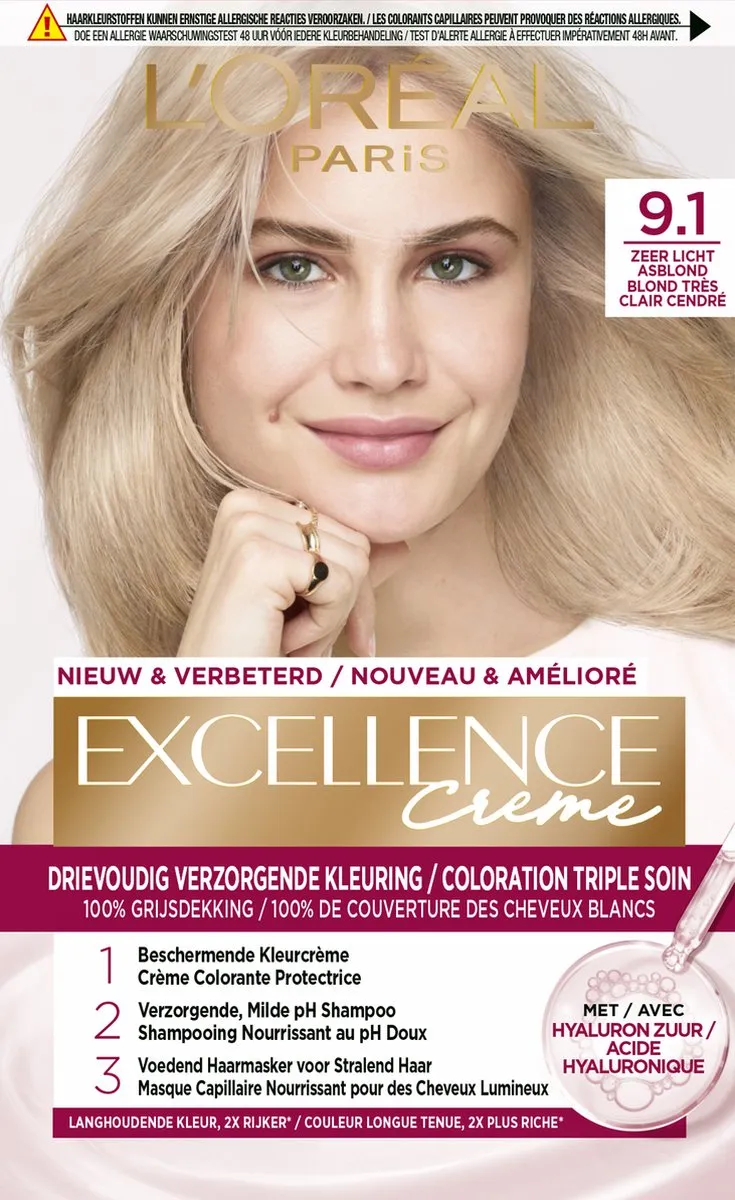 L'Oréal Paris Excellence Crème 9.1 Permanent Haarverf - 1035ml