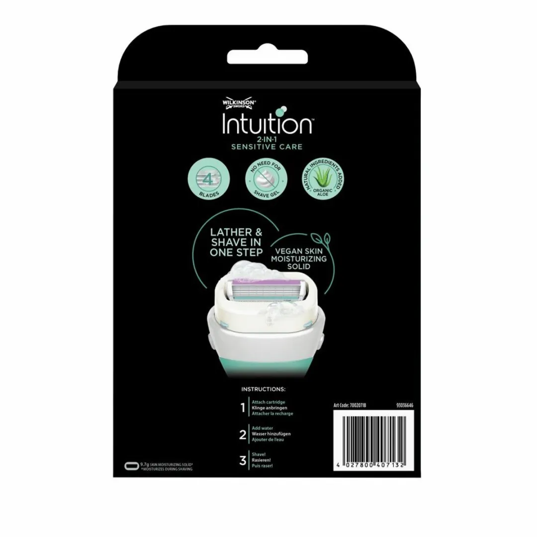 Wilkinson Sword Intuition 2-in-1 Sensitive Care Navulmesjes - 3x4 Stuks - Blauw