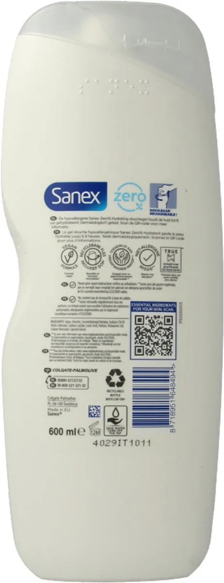 Sanex Douchegel Zero Hypoallergeen 600ml