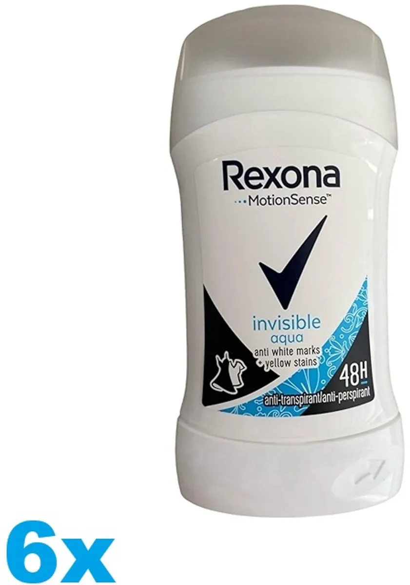 Rexona MotionSense Invisible Aqua Deo Stick - 6x40ml