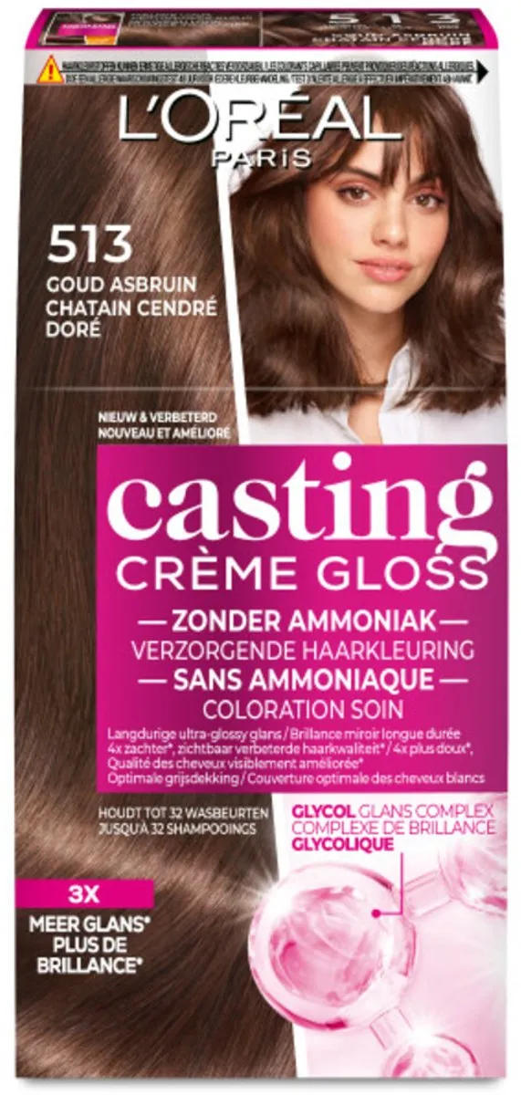 L'Oréal Paris Casting Crème Gloss 513 Goud Asbruin - 2 Stuks