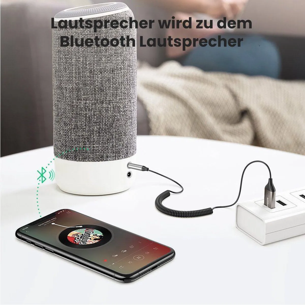 UGREEN UGR-70601 USB naar 3.5mm Jack Bluetooth Adapter - Grijs