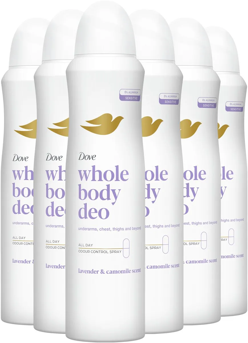 Dove Whole Body Deodorant Spray Lavendel & Kamille - 6x150ml