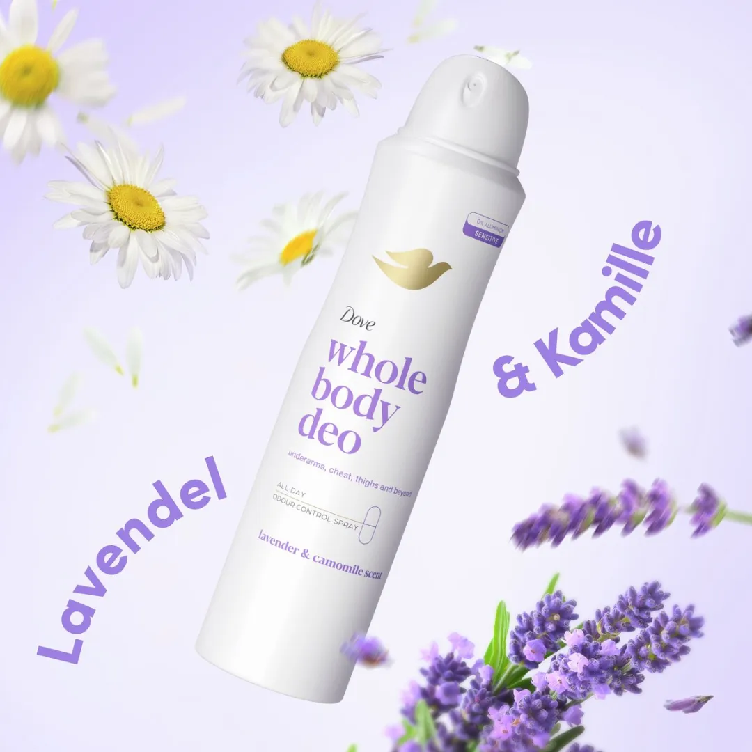 Dove Whole Body Deodorant Spray Lavendel & Kamille - 6x150ml