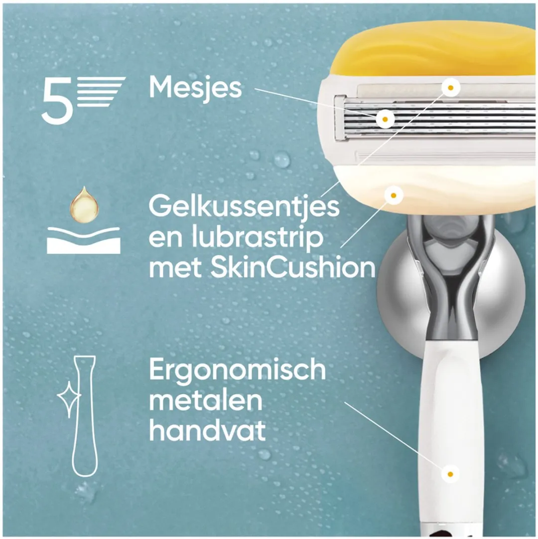 Gillette Venus Pro ComfortGlide Scheersysteem - 5 Bladen - Kokosgeur - Wit/Geel