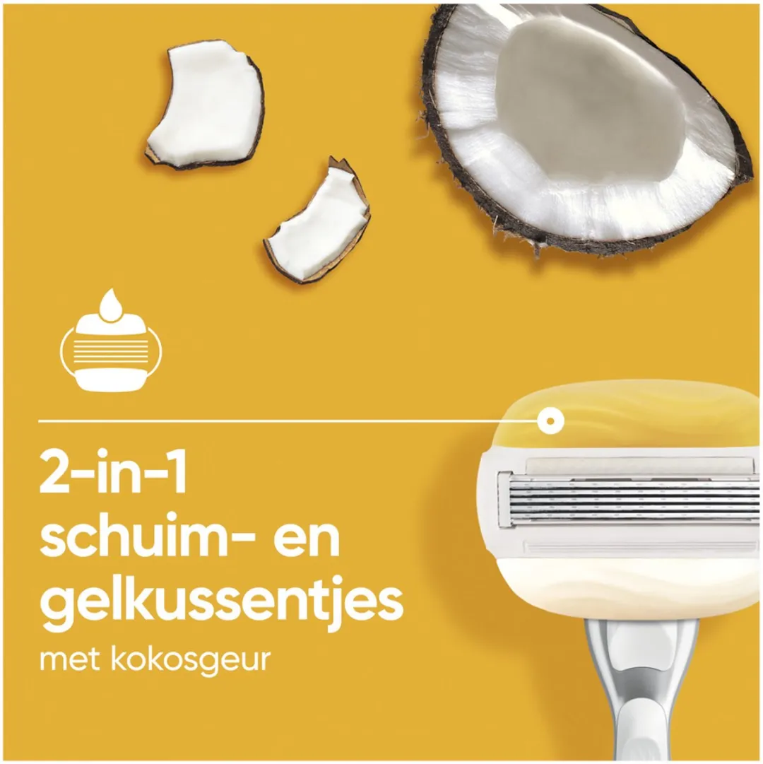 Gillette Venus Pro ComfortGlide Scheersysteem - 5 Bladen - Kokosgeur - Wit/Geel