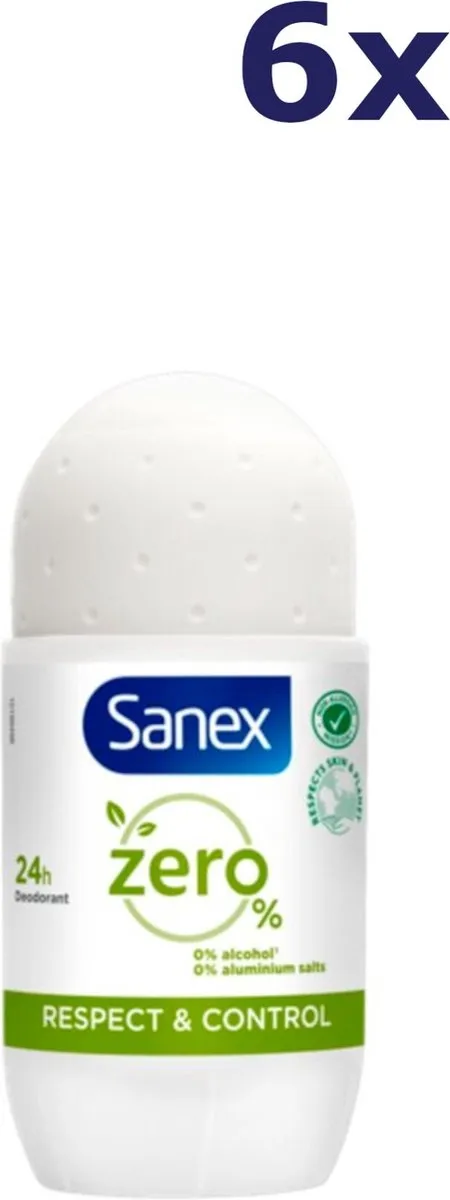 Sanex Deo Roll-on Zero% Respect & Control 6x50ml - afbeelding 6 van 6