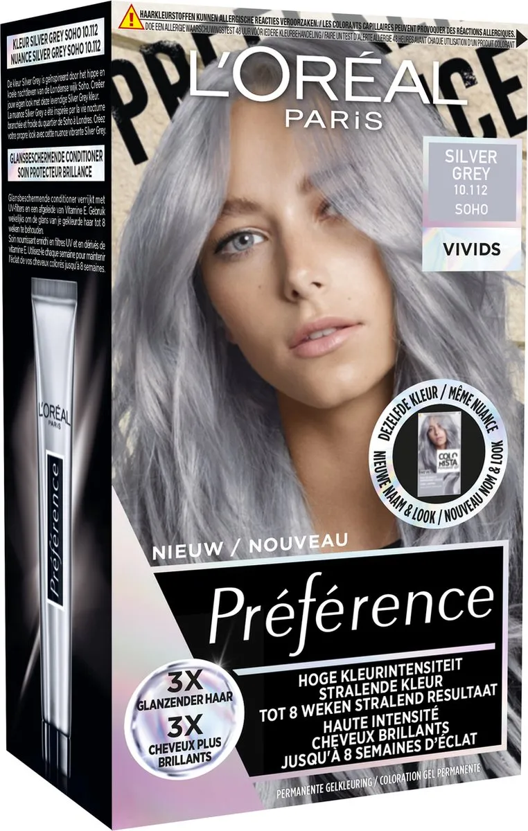 L'Oréal Paris Préférence Vivids 10.112 Permanente Haarkleuring - Silver Grey Soho