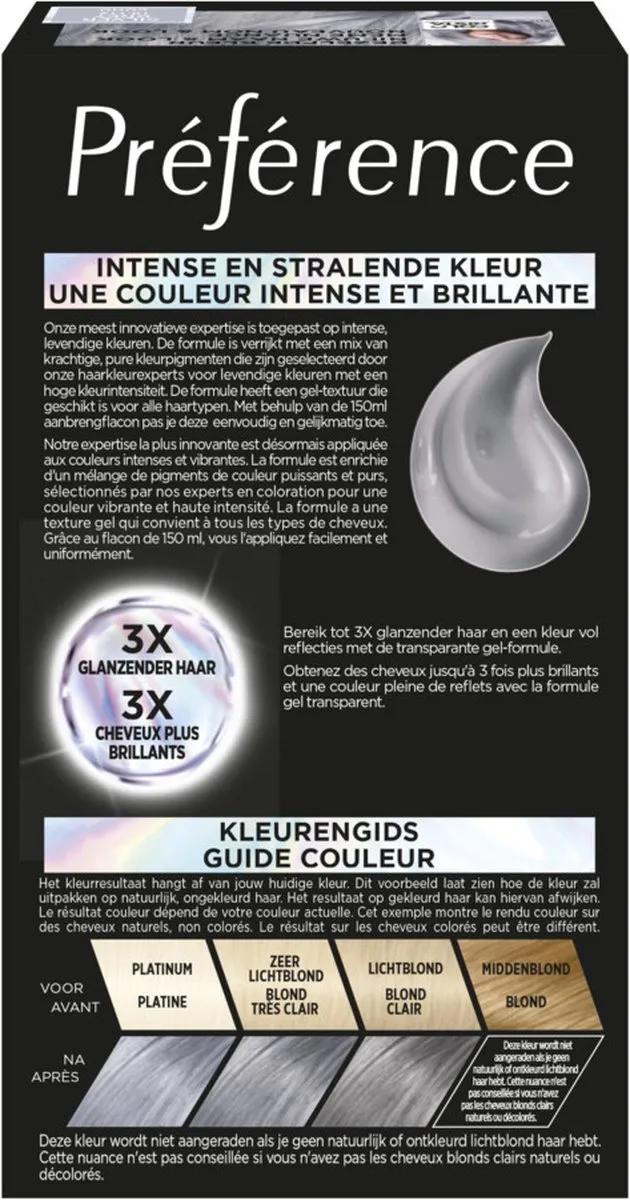 L'Oréal Paris Préférence Vivids 10.112 Permanente Haarkleuring - Silver Grey Soho