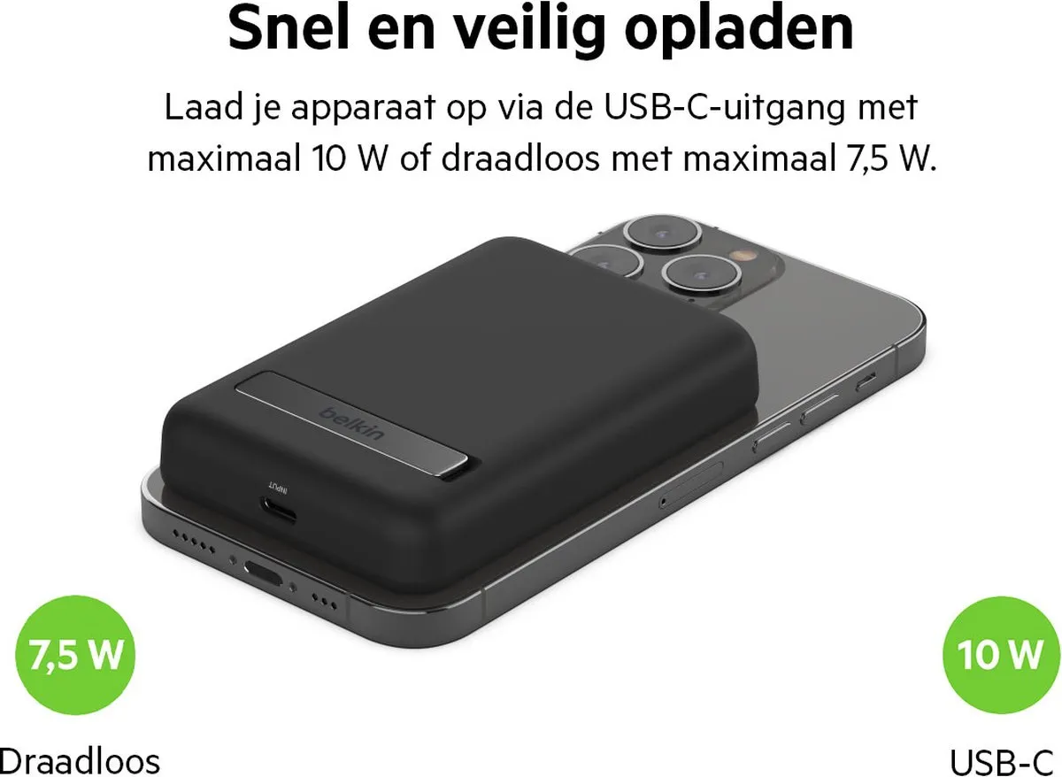 Belkin BPD004BTBK Draadloze Powerbank 5000mAh - MagSafe - Zwart - afbeelding 6 van 6