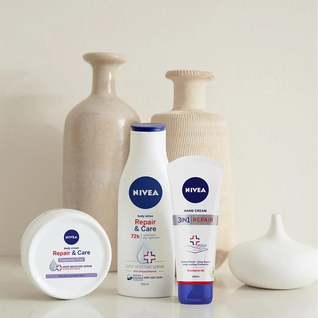 NIVEA Repair & Care Bodylotion - 1200ml (3x400ml) - Zeer droge huid