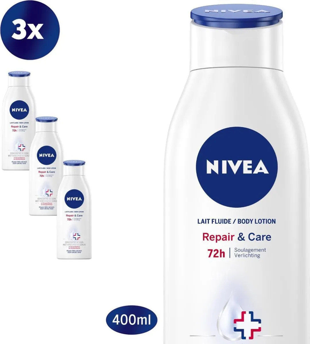 NIVEA Repair & Care Bodylotion - 1200ml (3x400ml) - Zeer droge huid