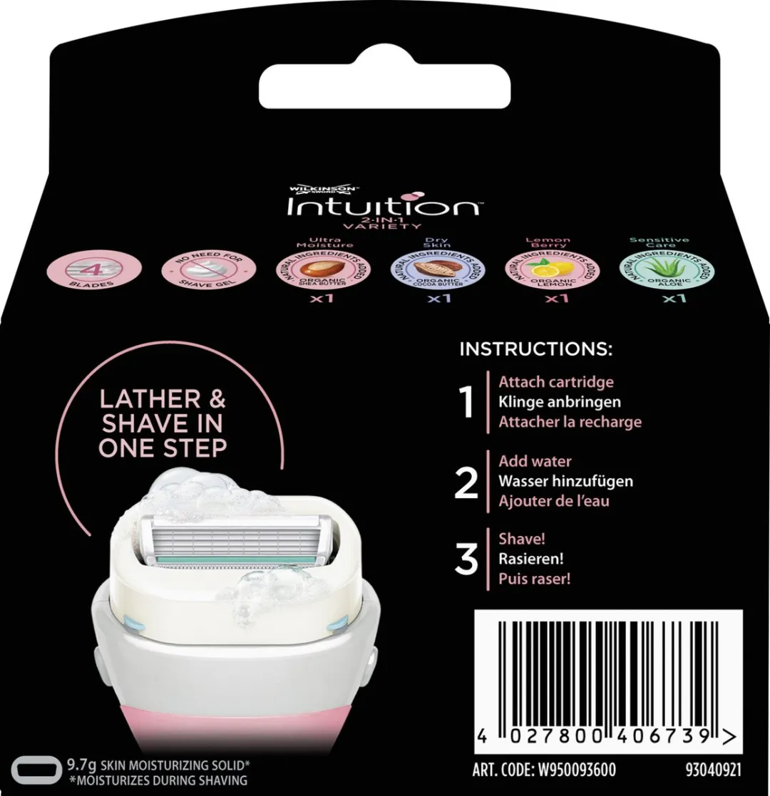 Wilkinson Sword Intuition Variety Navulscheermesjes - 4 Stuks