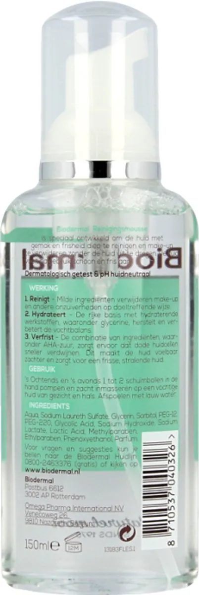 Biodermal Reinigingsmousse 150ml - afbeelding 6 van 6