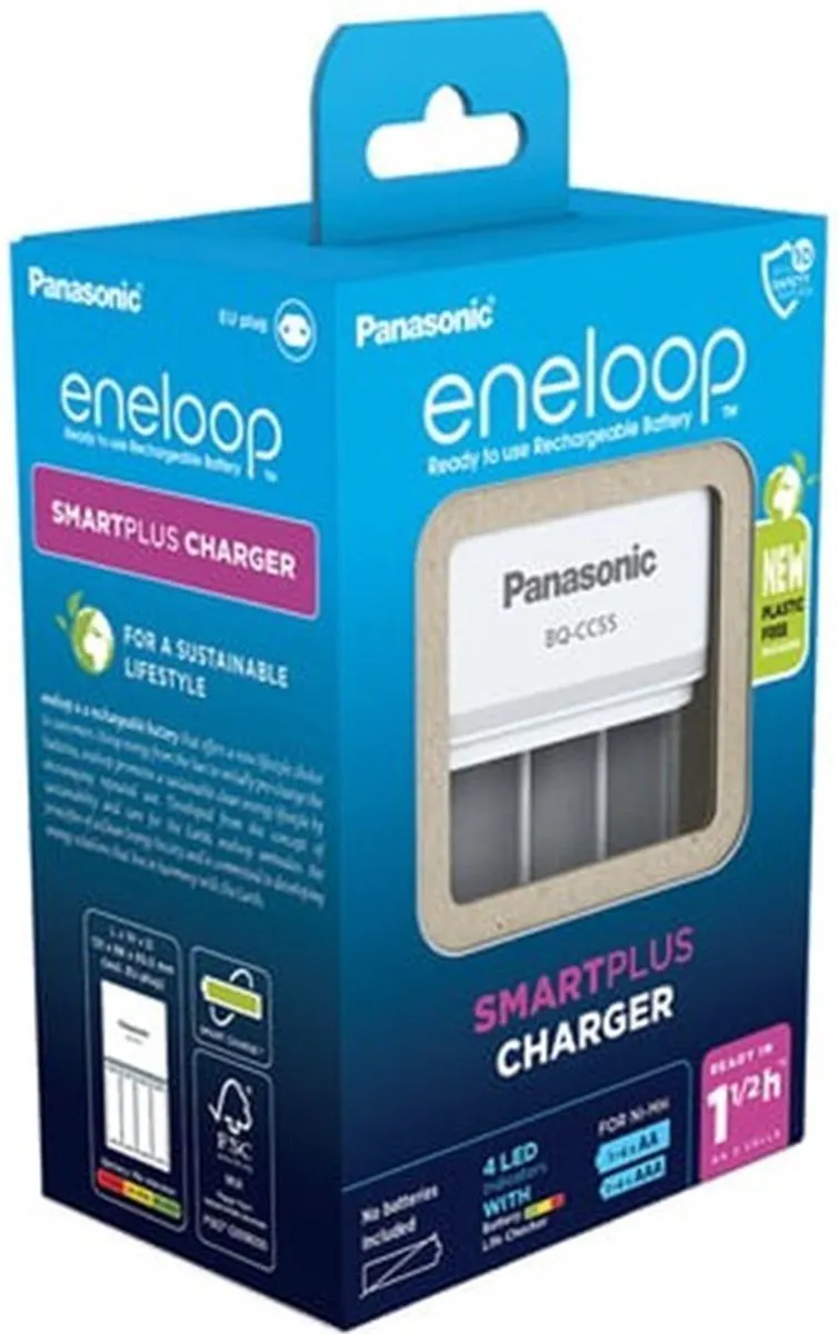 Panasonic Eneloop BQ-CC55E Oplader - 4x AA/AAA - Wit