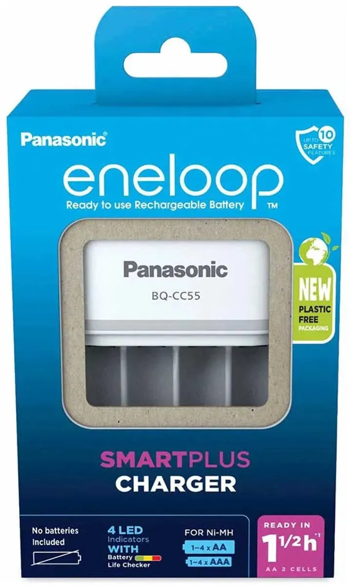 Panasonic Eneloop BQ-CC55E Oplader - 4x AA/AAA - Wit
