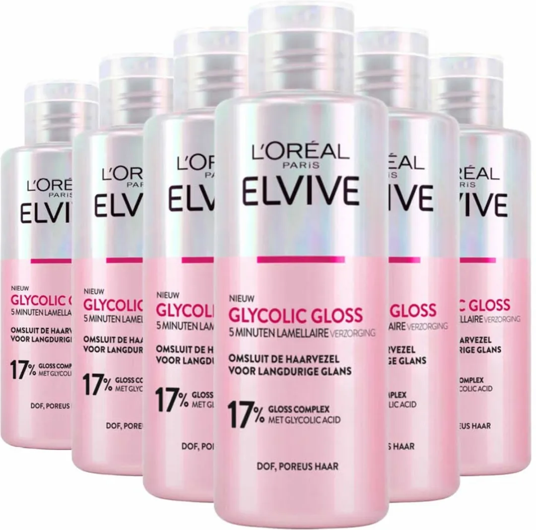 L'Oréal Elvive Glycolic Gloss Post-Conditioner 200ml - 6 Stuks