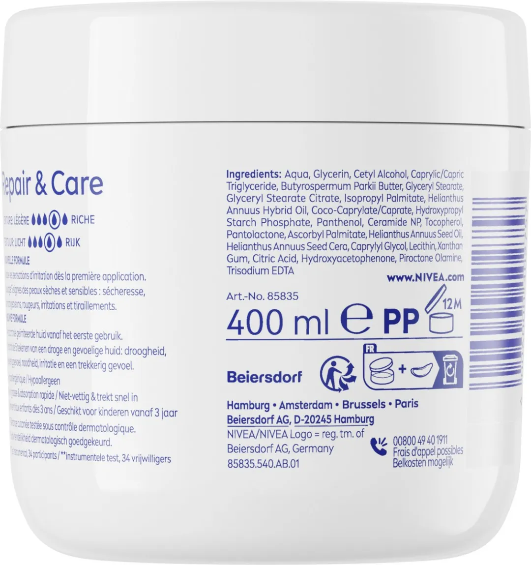 NIVEA Repair & Care Sensitive Bodycrème 400ml