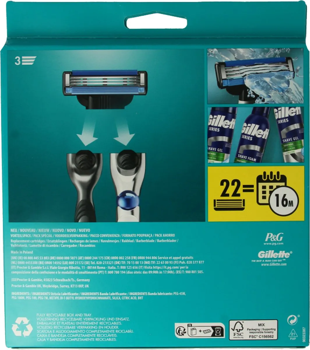 Gillette Mach3 Navulmesjes 22 Stuks