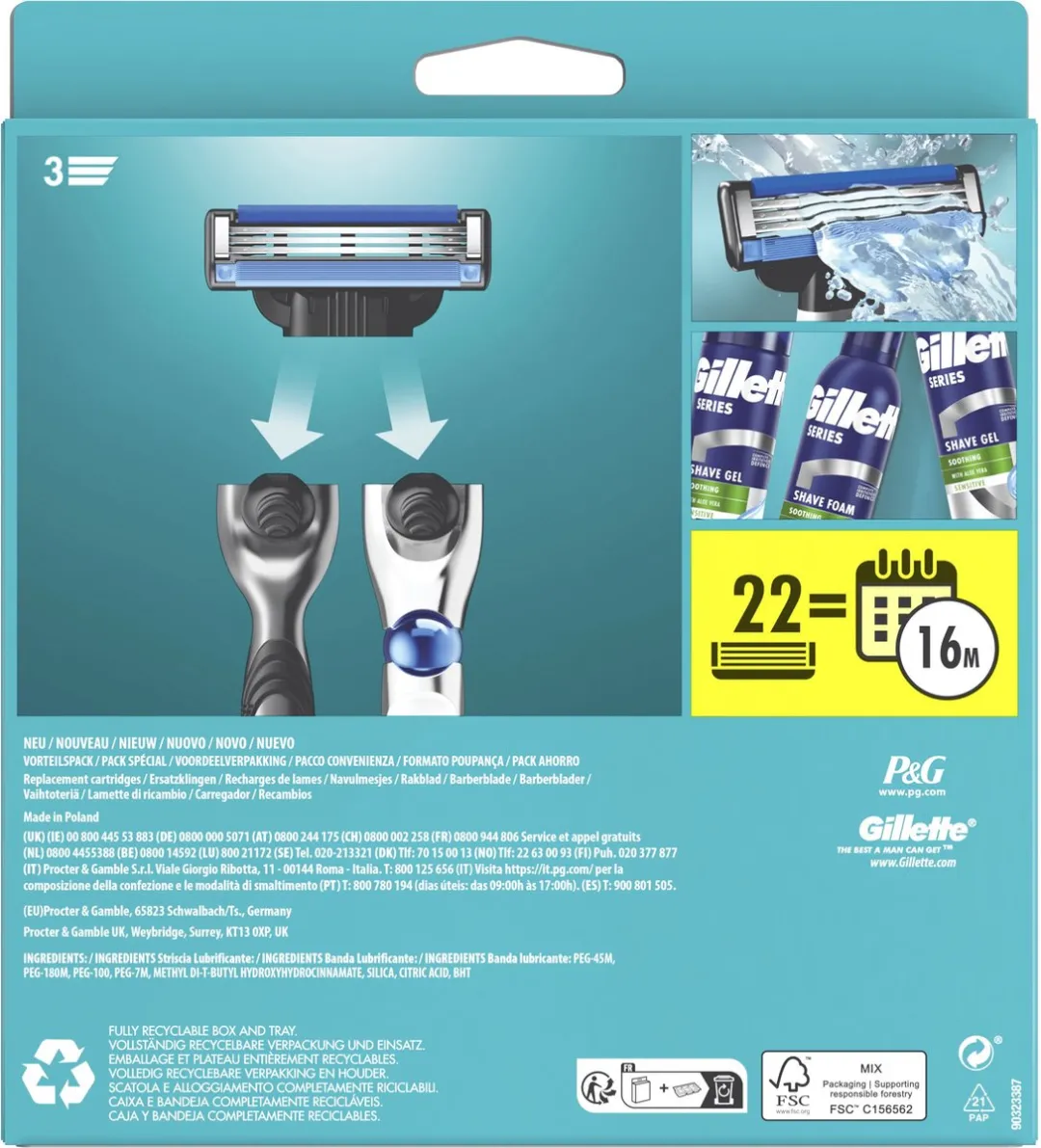 Gillette Mach3 Navulmesjes 22 Stuks