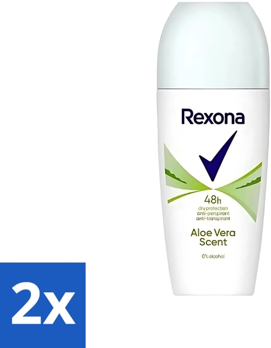 Rexona Deodorant Roller Aloe Vera 0% Alcohol 100ml (2x50ml)