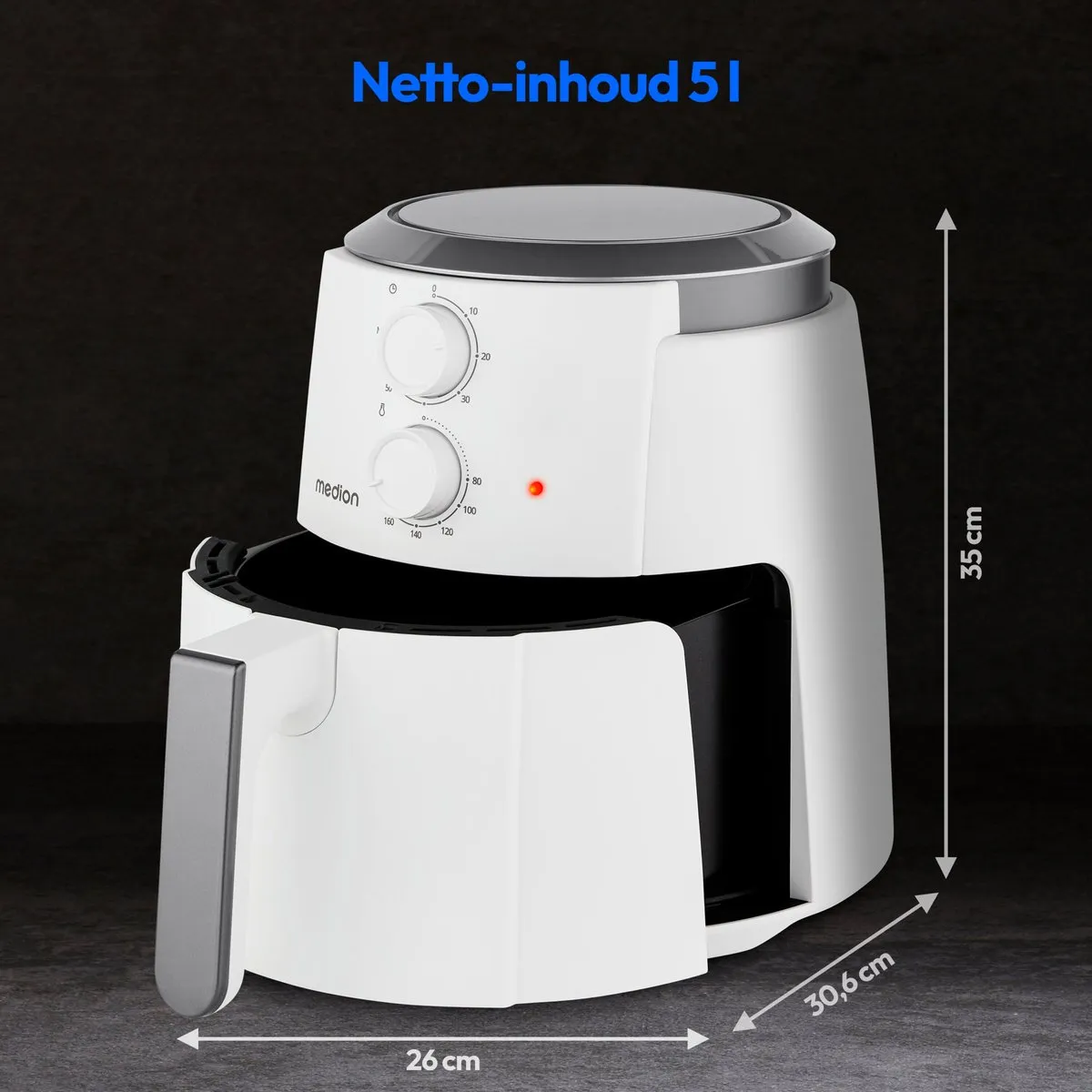 Medion L Airfryer P30 4,7L - 1500W - Wit - afbeelding 6 van 6