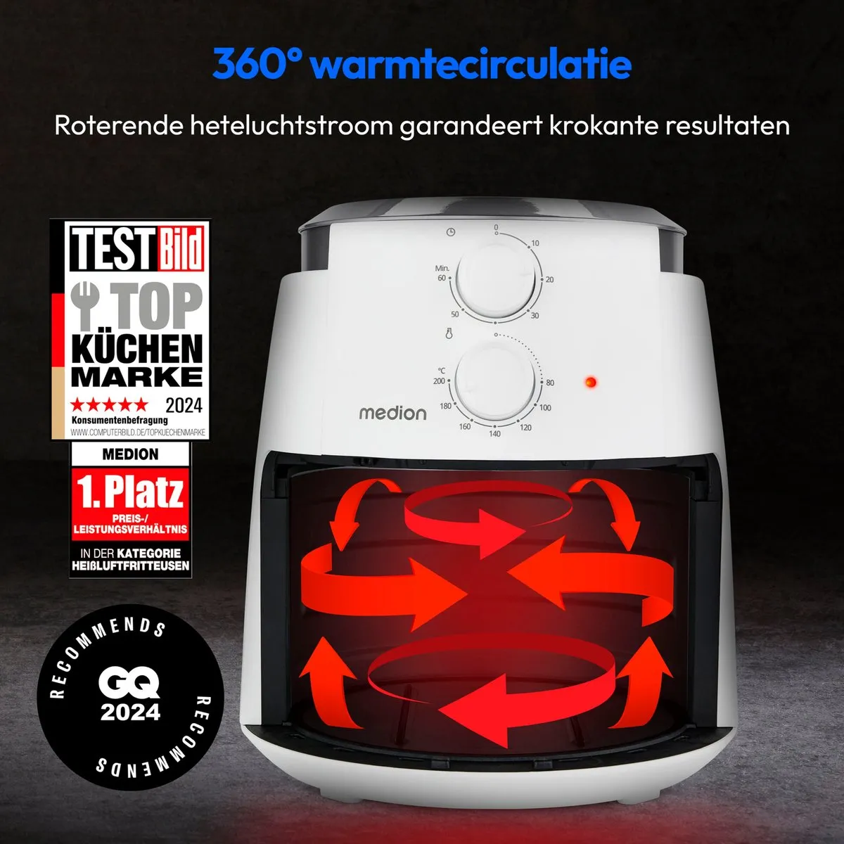 Medion L Airfryer P30 4,7L - 1500W - Wit
