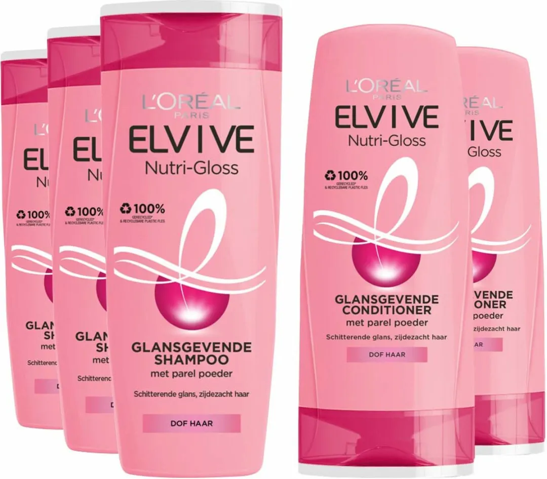 L'Oréal Paris Elvive Nutri-Gloss Shampoo & Conditioner - 5 Stuks