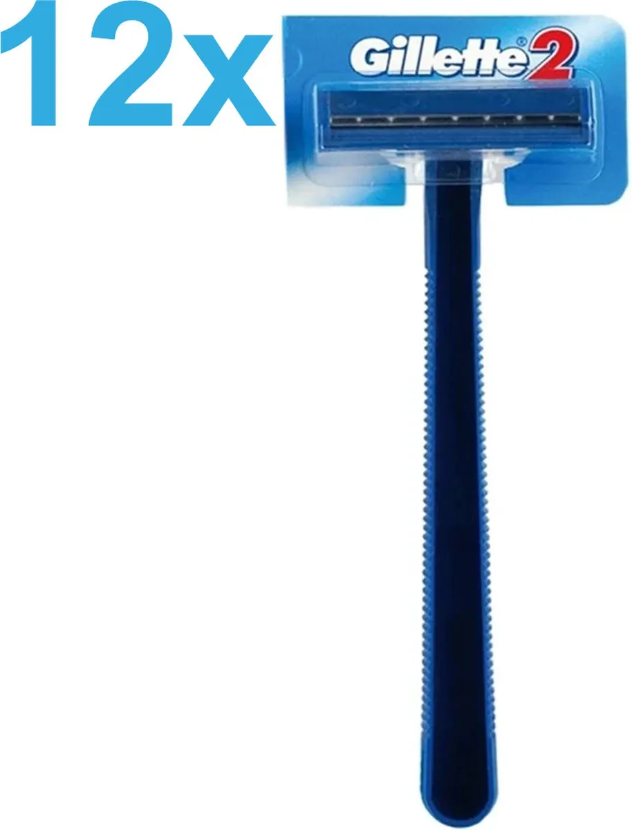 Gillette 2 Wegwerpscheermesjes - 12 Stuks - Blauw