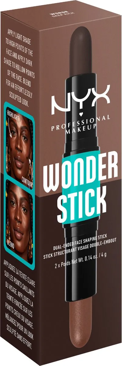 Nyx Professional Makeup Wonder™ Stick - Deep Rich - Contouring & Highlight Stick met twee uiteinden - Zeer Donker