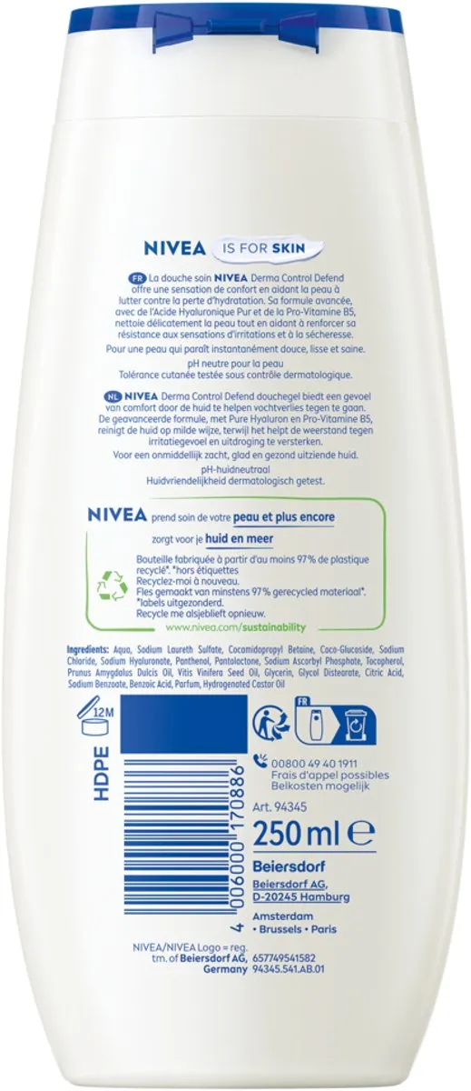 NIVEA Derma Control Defend Douchegel - 6x250ml - afbeelding 6 van 6