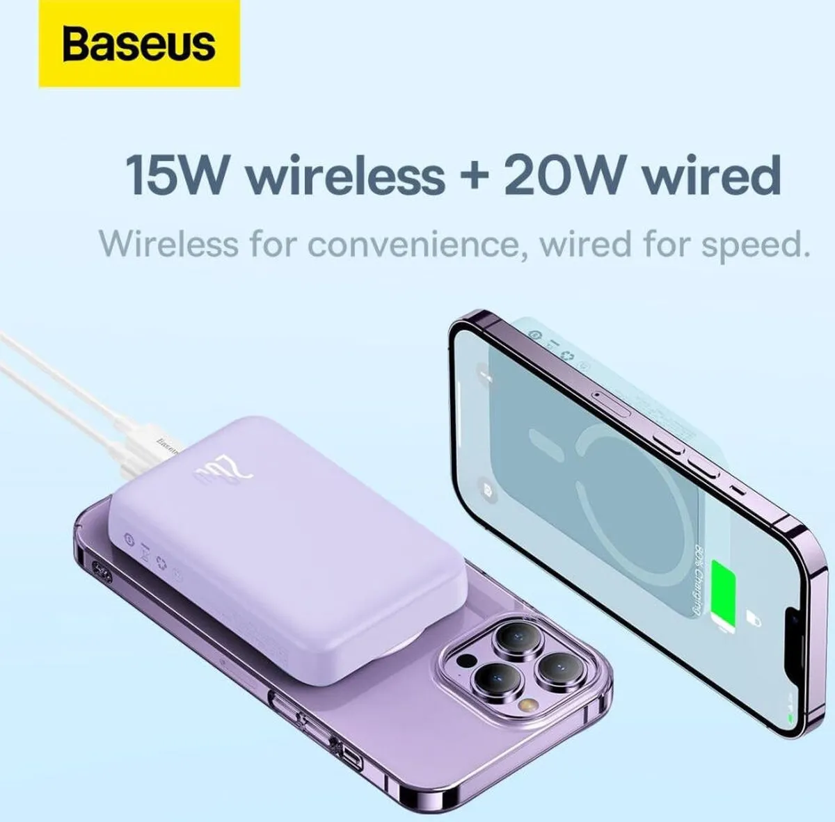 Baseus Megattach 10000 Powerbank - 20W - Paars