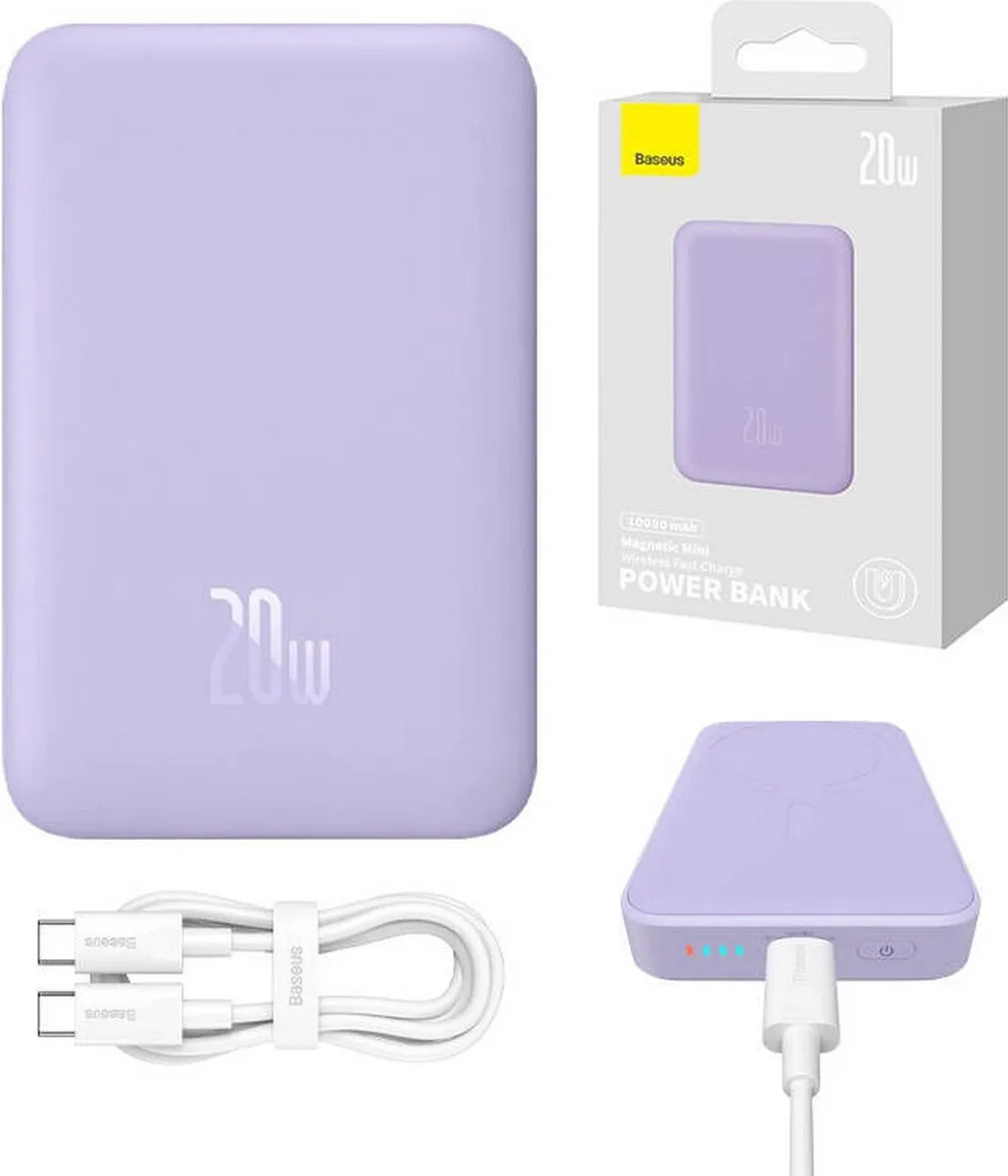 Baseus Megattach 10000 Powerbank - 20W - Paars