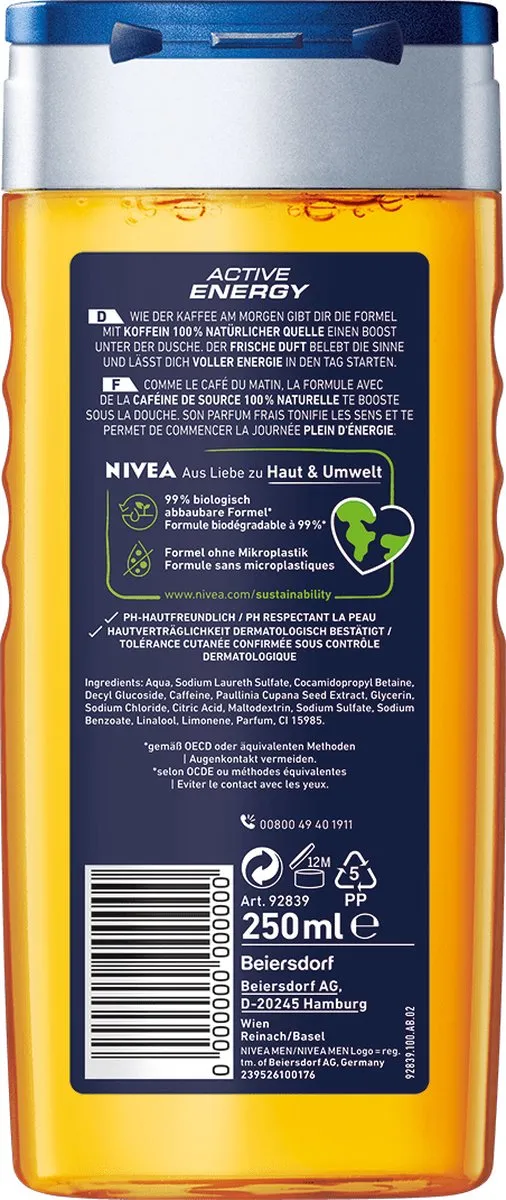 NIVEA Men Active Energy Douchegel 250ml