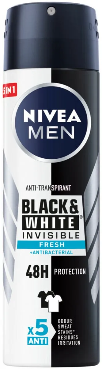 NIVEA Men Deodorant Spray Invisible Black & White Fresh 150ml - 20 Stuks