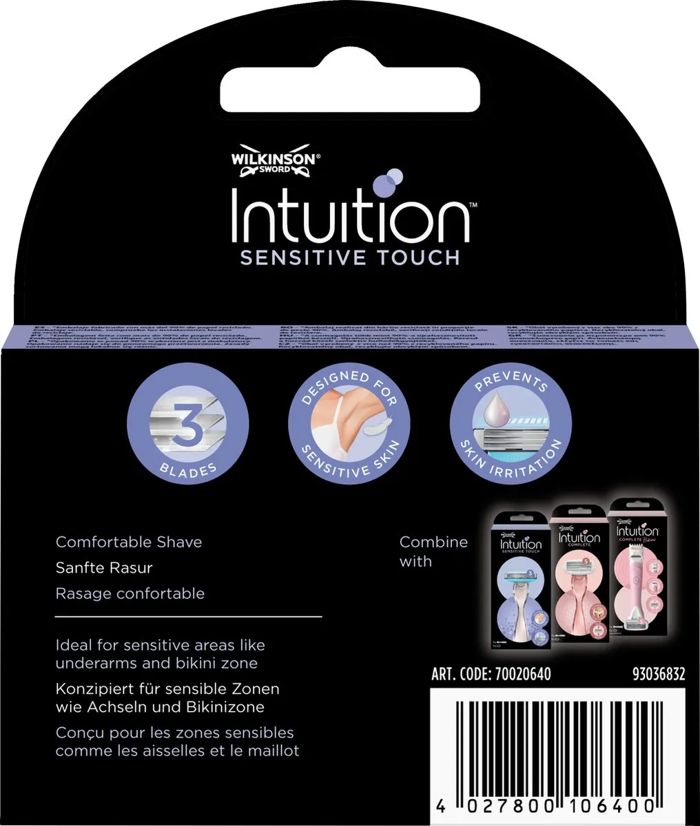 Wilkinson Sword Intuition Sensitive Touch - 6 Mesjes - Blauw/Zwart/Zilver/Wit