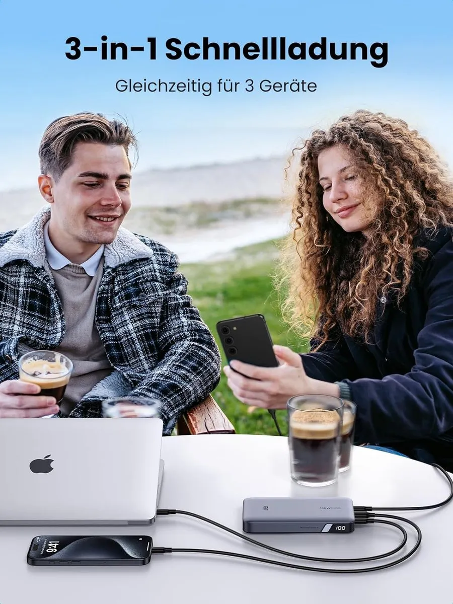UGREEN 100W Power Bank 20000mAh - 3x opladen - Grijs - afbeelding 6 van 6